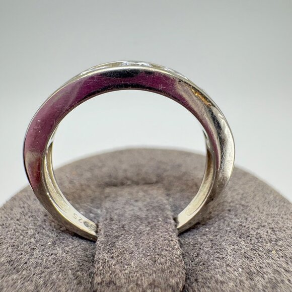 VTG Solid Sterling Silver 925 Cubic Zirconia Channel Set Band RIng Size 5.75 - Picture 7 of 11